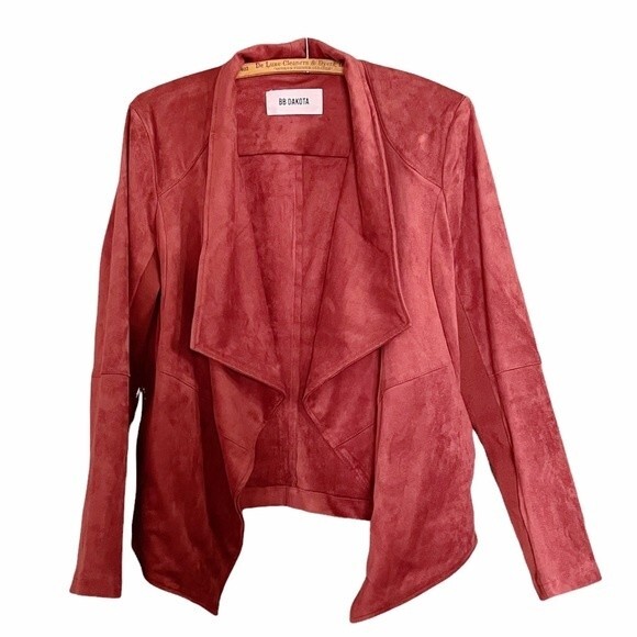 BB Dakota Wade Faux Suede Open Front Lagenlook Jacket Cinnamon Rust Size Medium - Picture 5 of 11